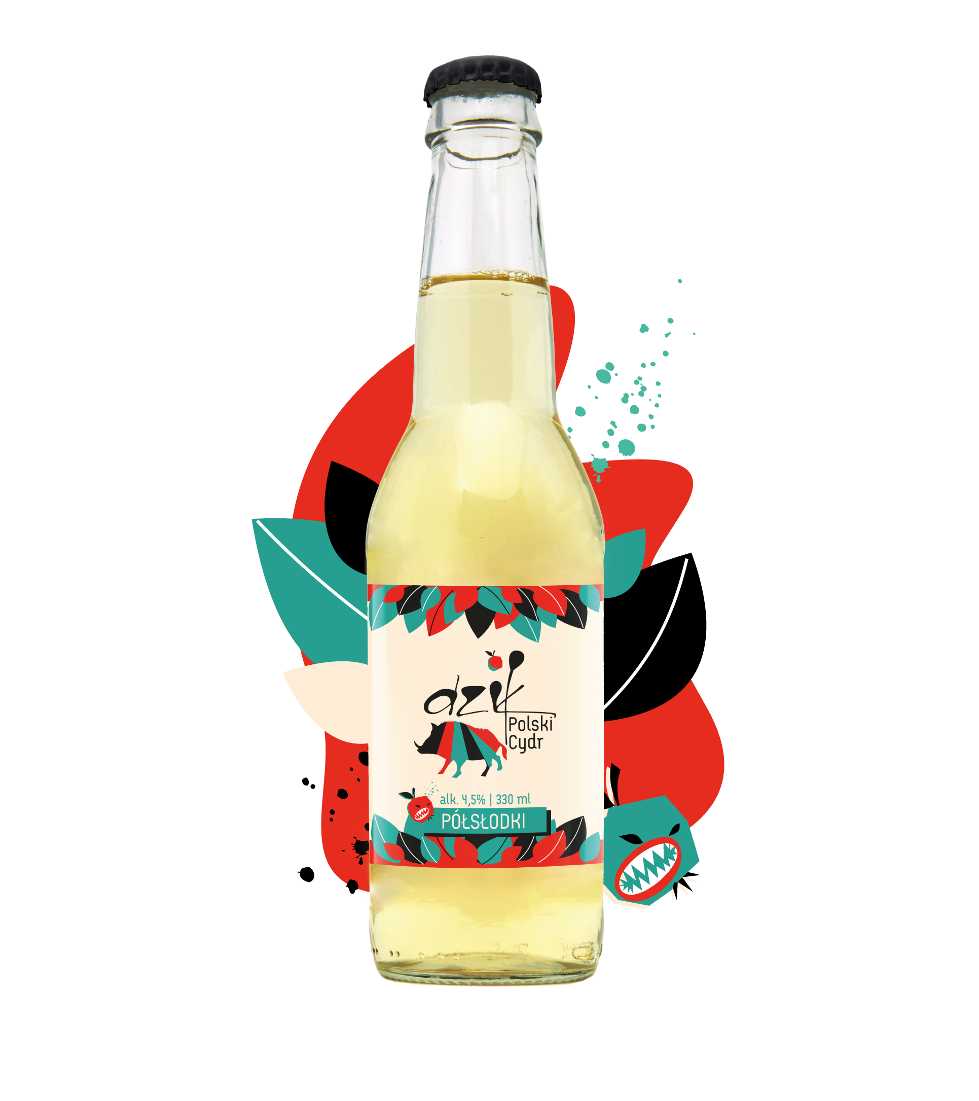 Dzik Polski Cydr Półsłodki 4,5% 330 ml